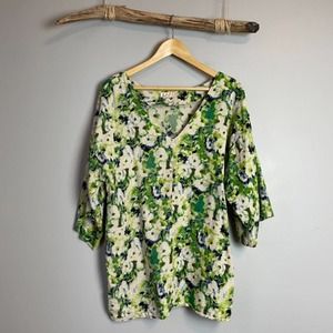 Red Vintage V-neck Kimono Sleeve Linen Top